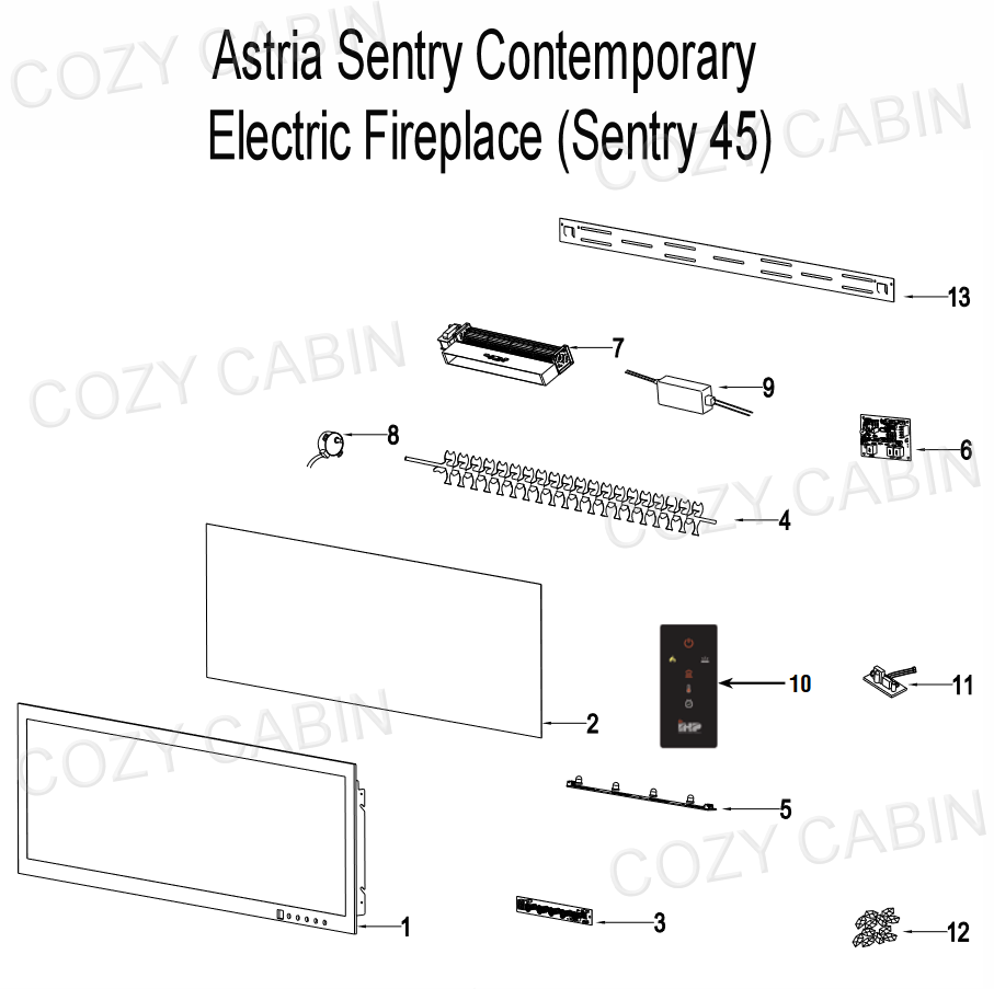 Astria Sentry Contemporary Electric Fireplace (Sentry 45) #Sentry45